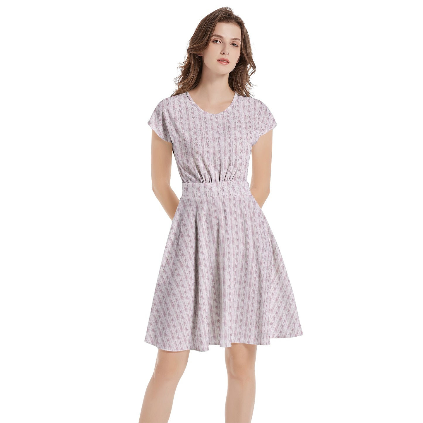 Short Sleeve  Casual A-Line Midi Dress