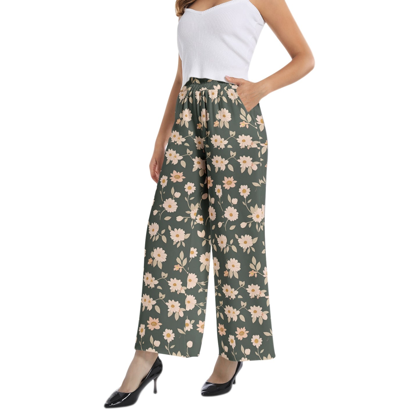 Elastic Waist Wide Leg Pant