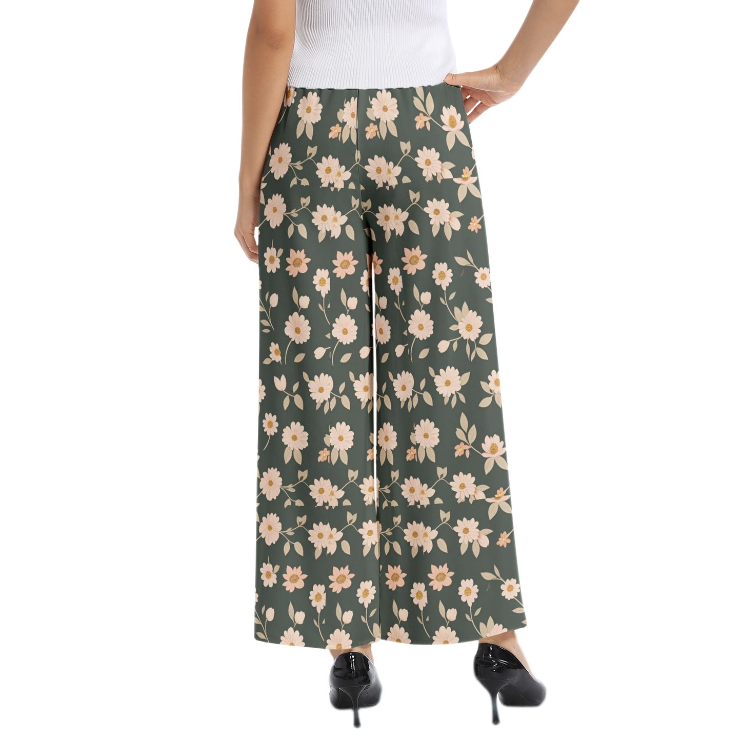 Elastic Waist Wide Leg Pant