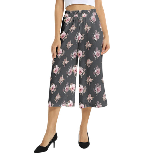 Elastic Waist Capris Wide Leg Pant