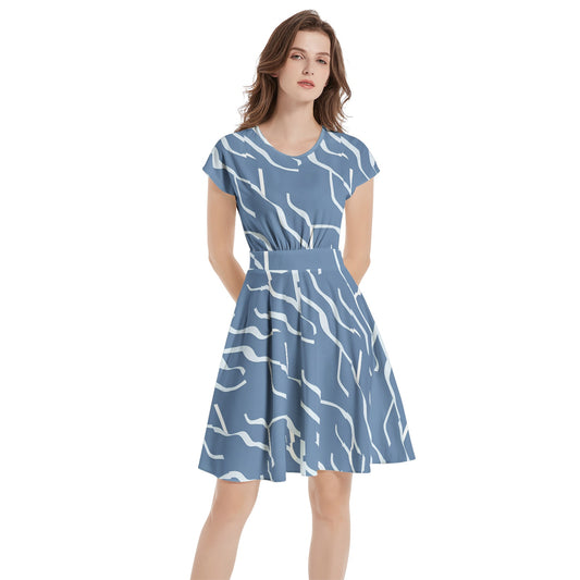 Short Sleeve  Casual A-Line Midi Dress