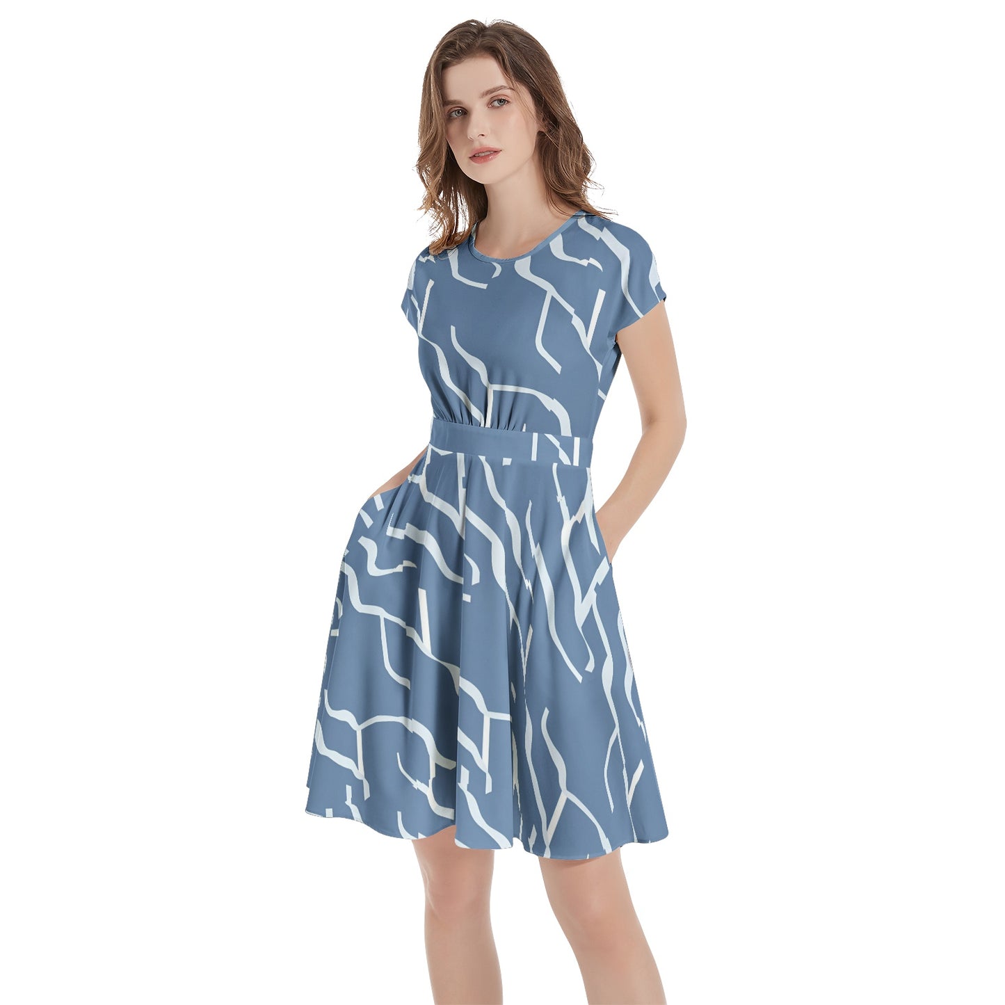 Short Sleeve  Casual A-Line Midi Dress