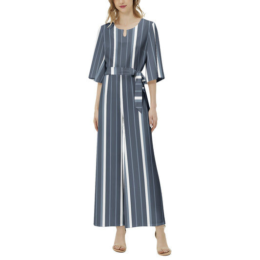 Dolman Sleeve Belted Wide Leg Jumpsuit