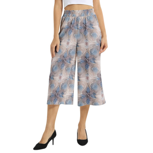 Elastic Waist Capris Wide Leg Pant