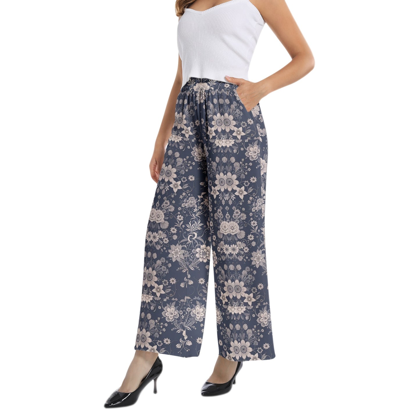 Elastic Waist Wide Leg Pant