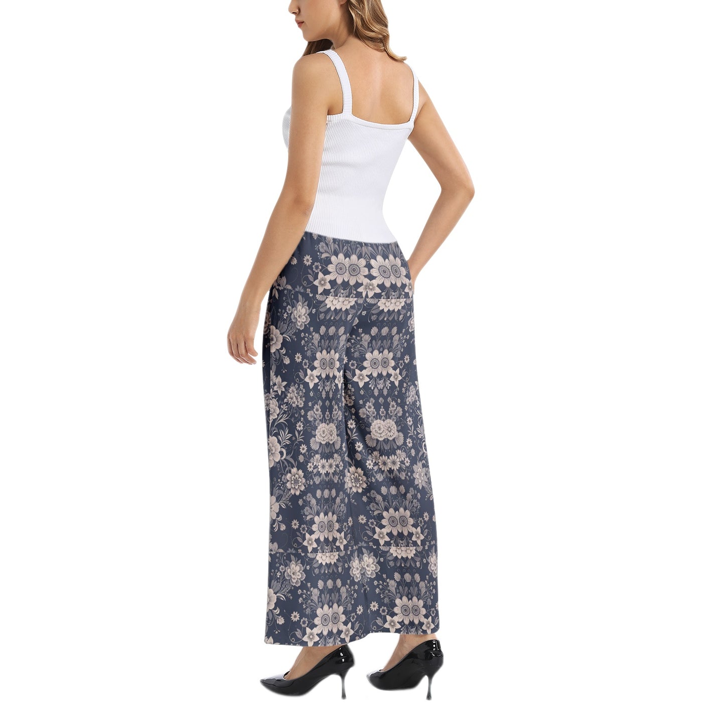 Elastic Waist Wide Leg Pant