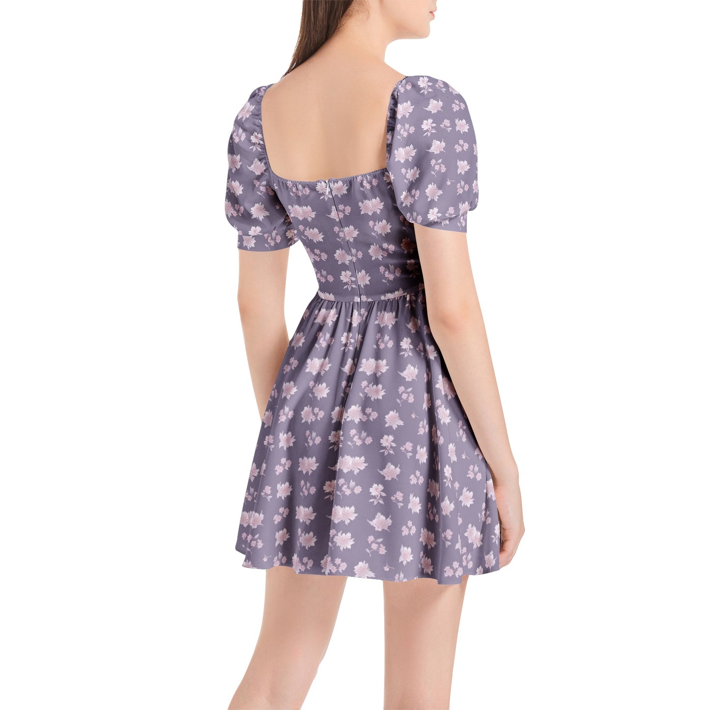 Puff Sleeve Sweetheart Neck Short Dress