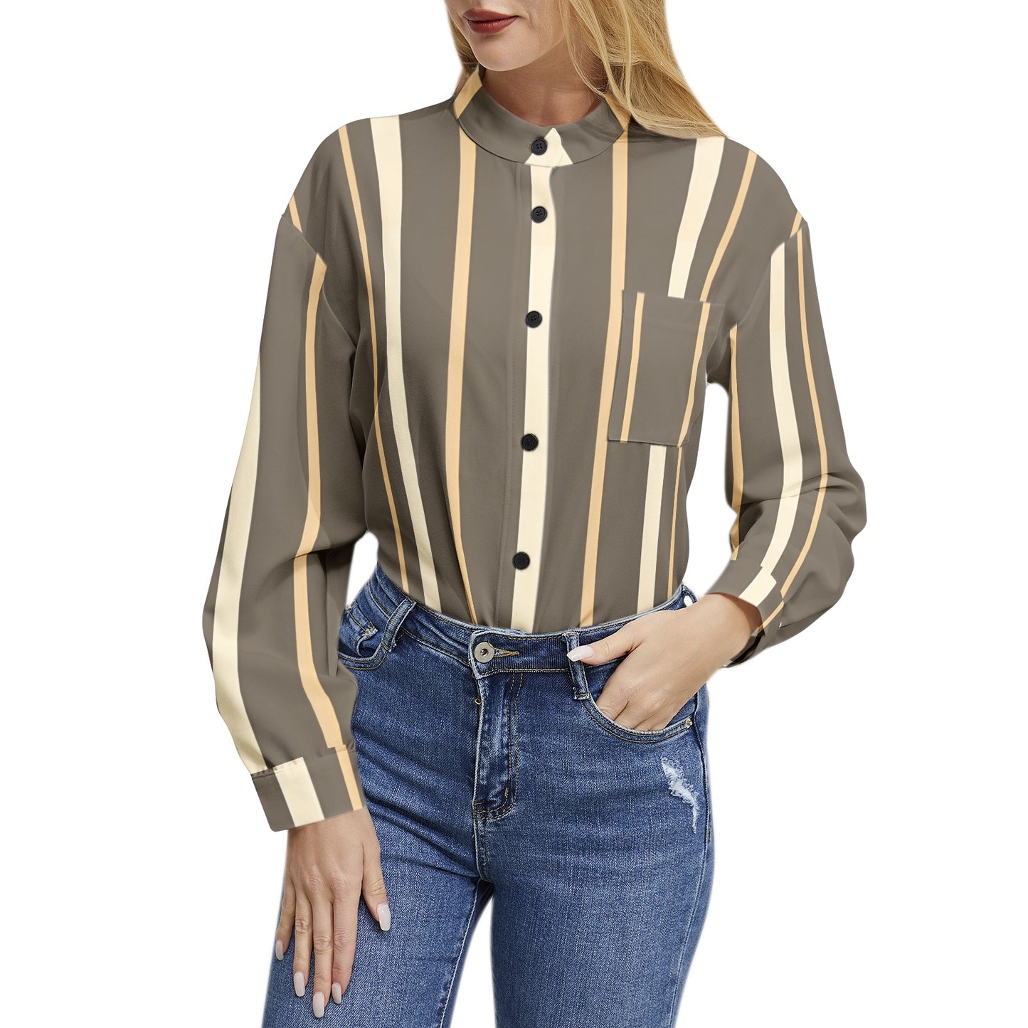 Long Sleeve Button Up Casual Shirt Top