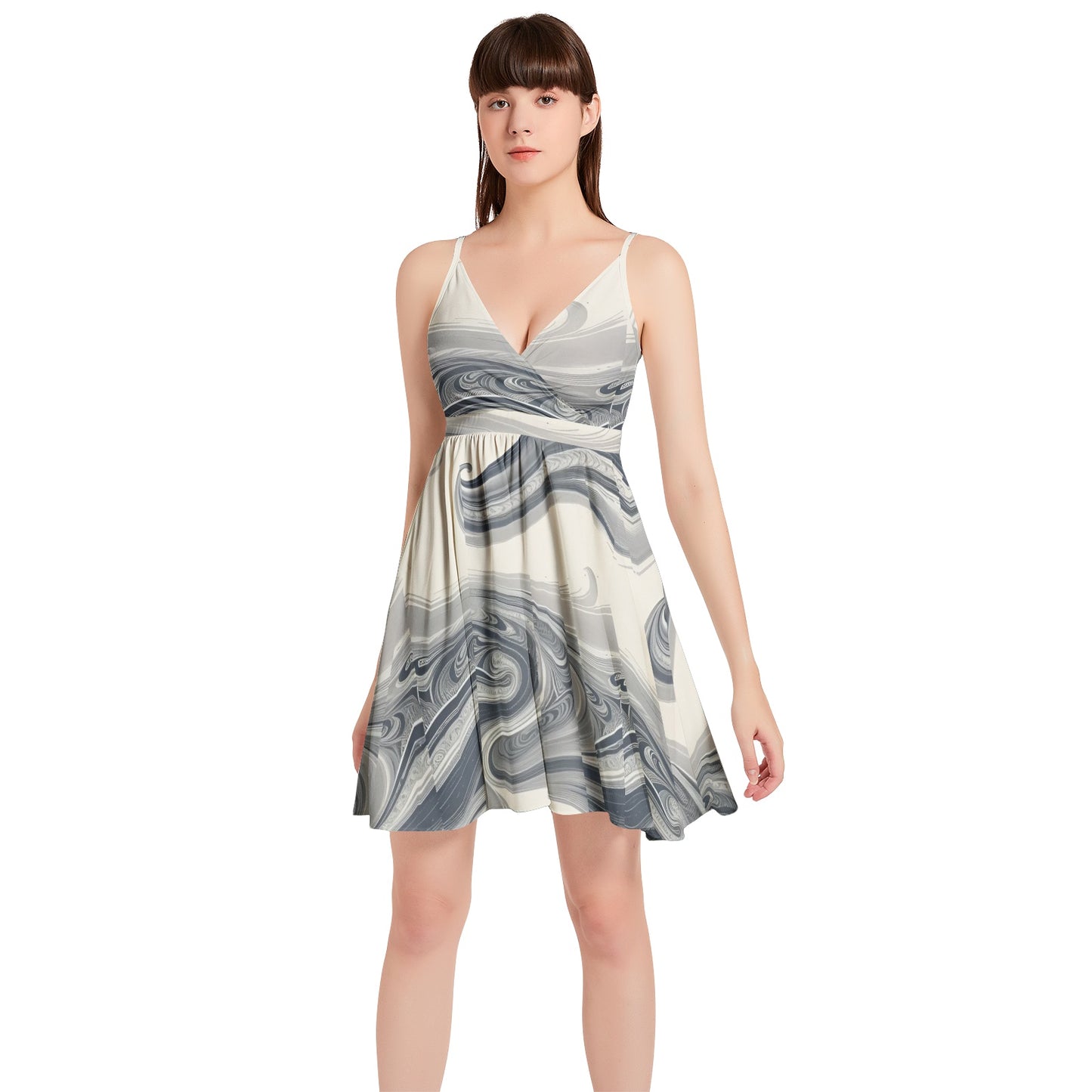 Spaghetti Strap Sleeveless Falred Hem Short Dress