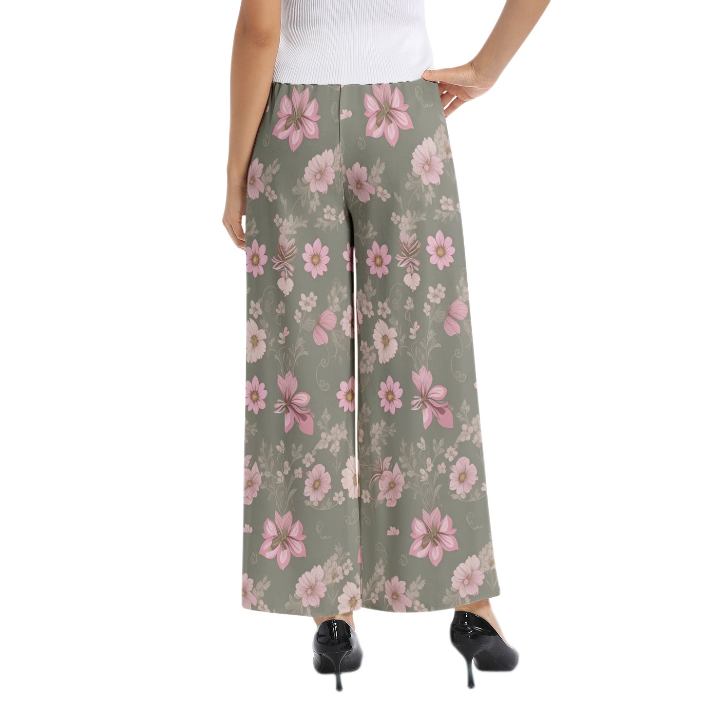 Elastic Waist Wide Leg Pant