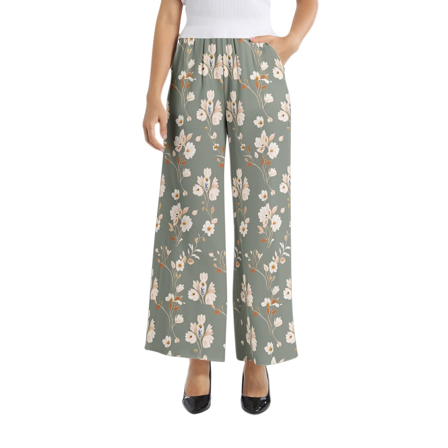 Elastic Waist Wide Leg Pant