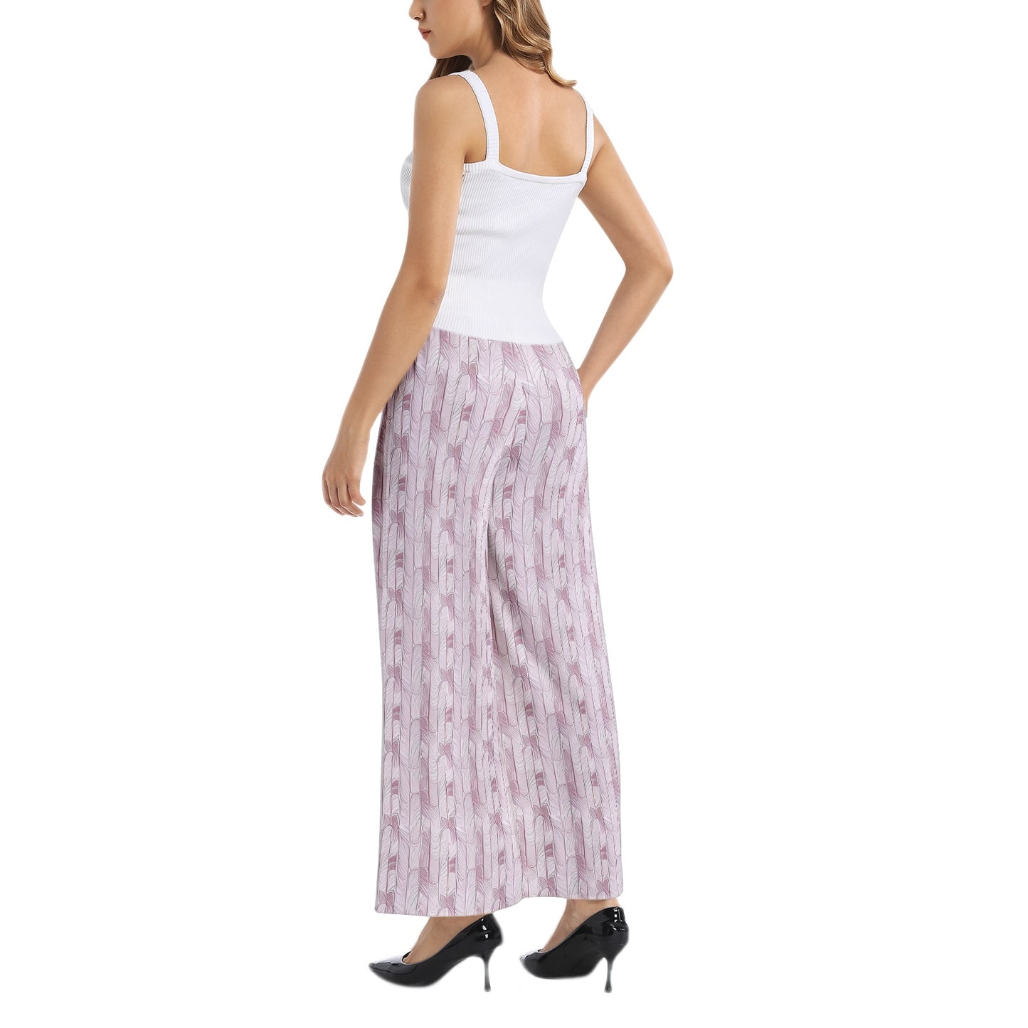 Elastic Waist Wide Leg Pant