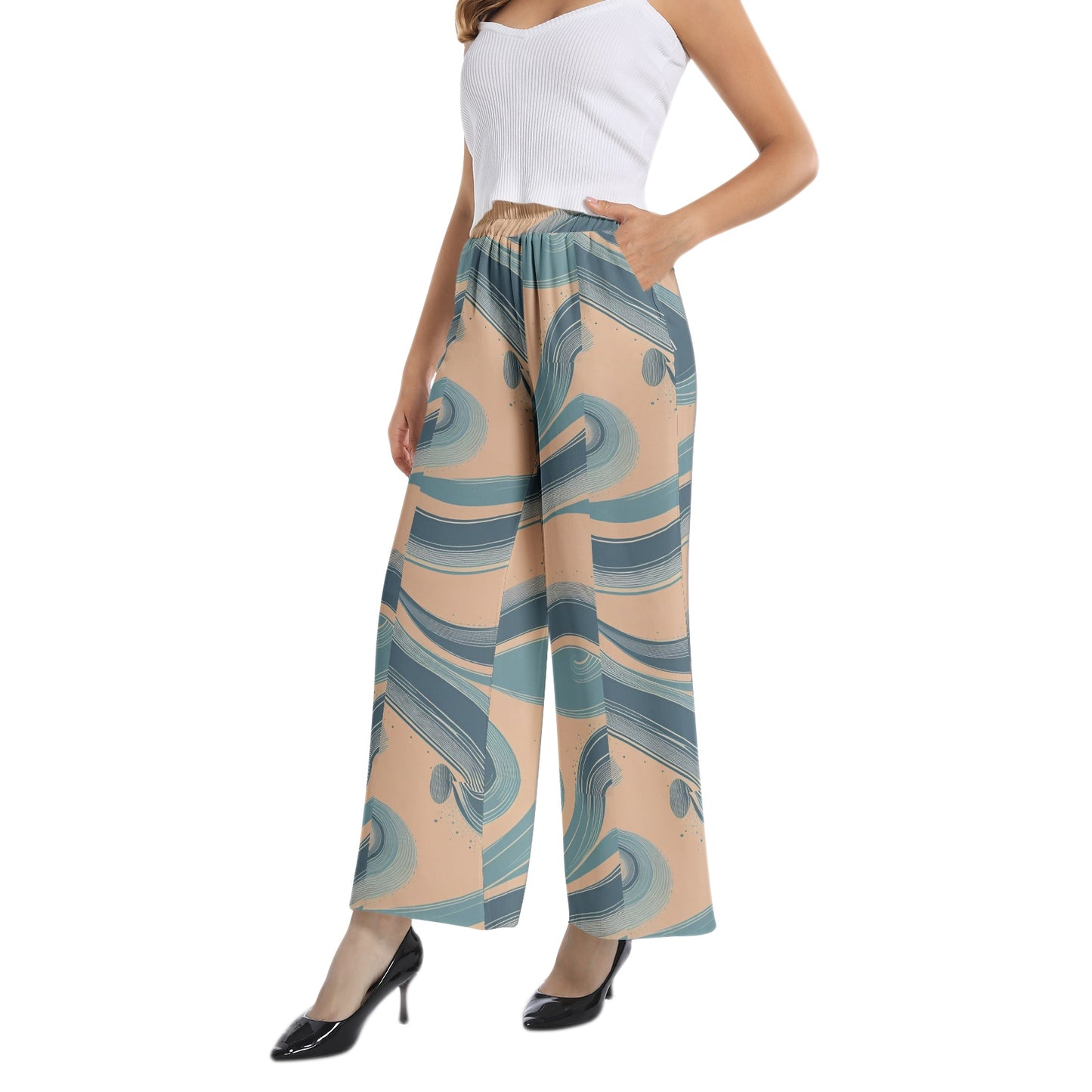 Elastic Waist Wide Leg Pant