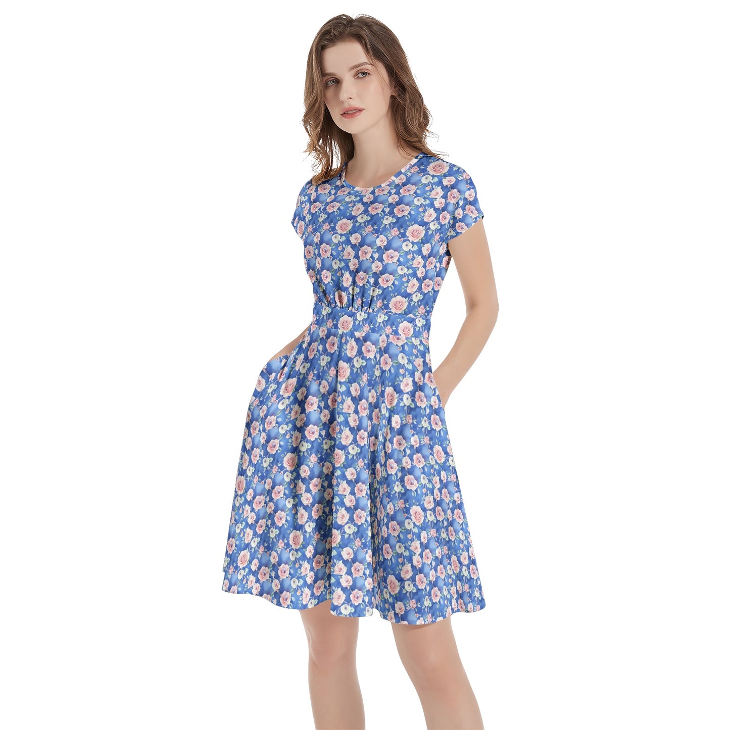 Short Sleeve  Casual A-Line Midi Dress