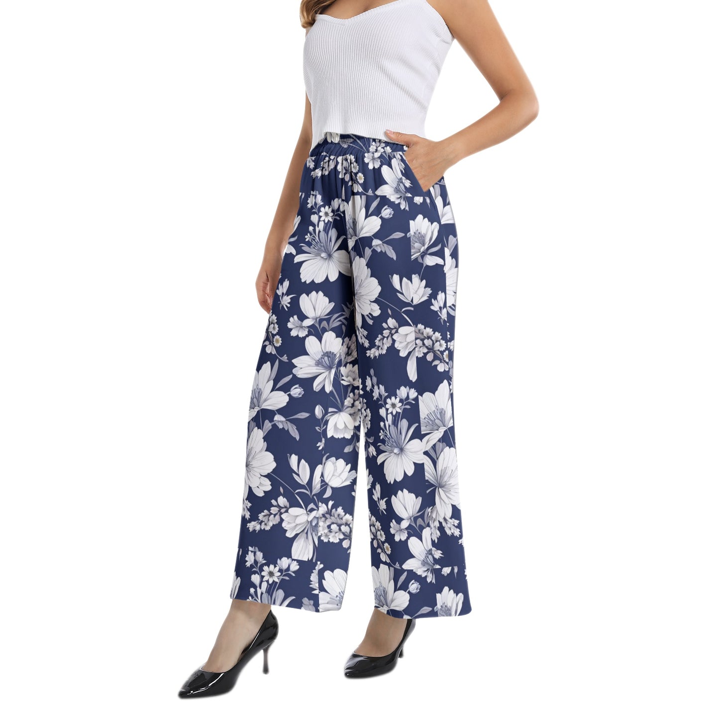 Elastic Waist Wide Leg Pant