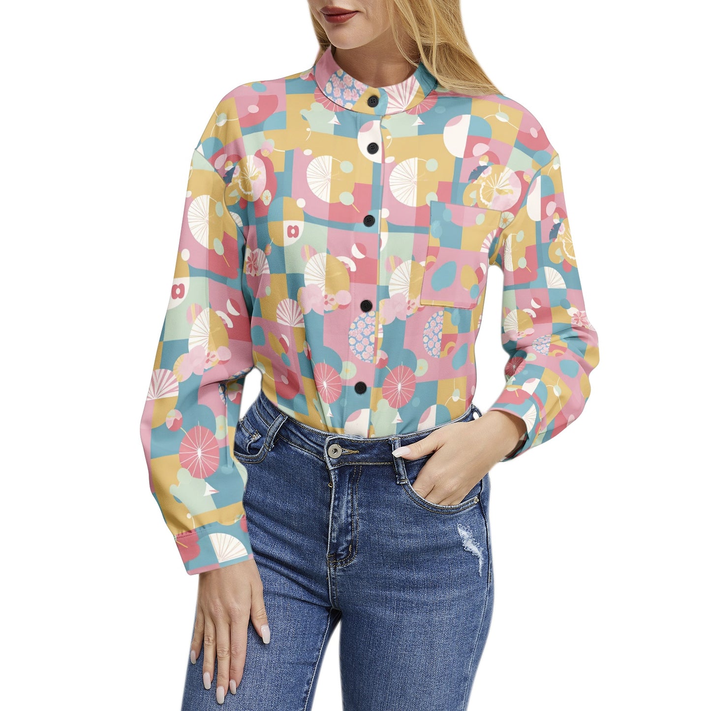 Long Sleeve Button Up Casual Shirt Top