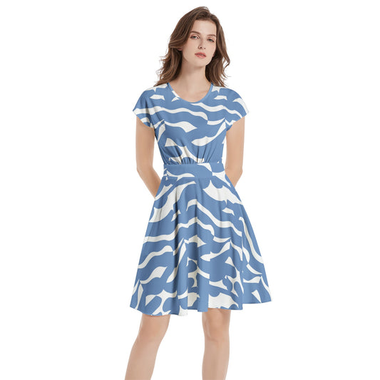 Short Sleeve  Casual A-Line Midi Dress