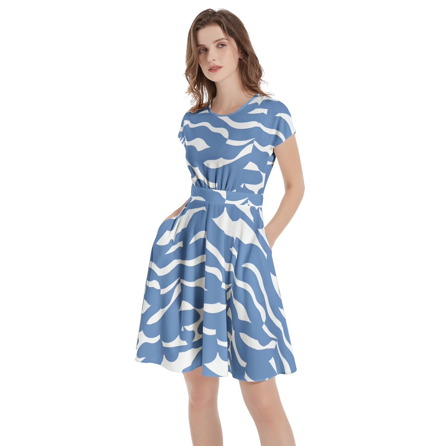 Short Sleeve  Casual A-Line Midi Dress