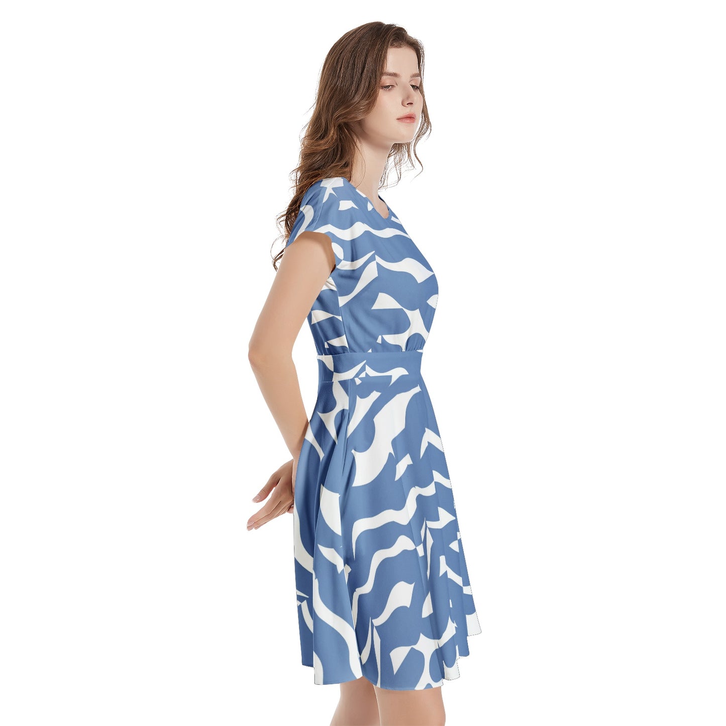 Short Sleeve  Casual A-Line Midi Dress