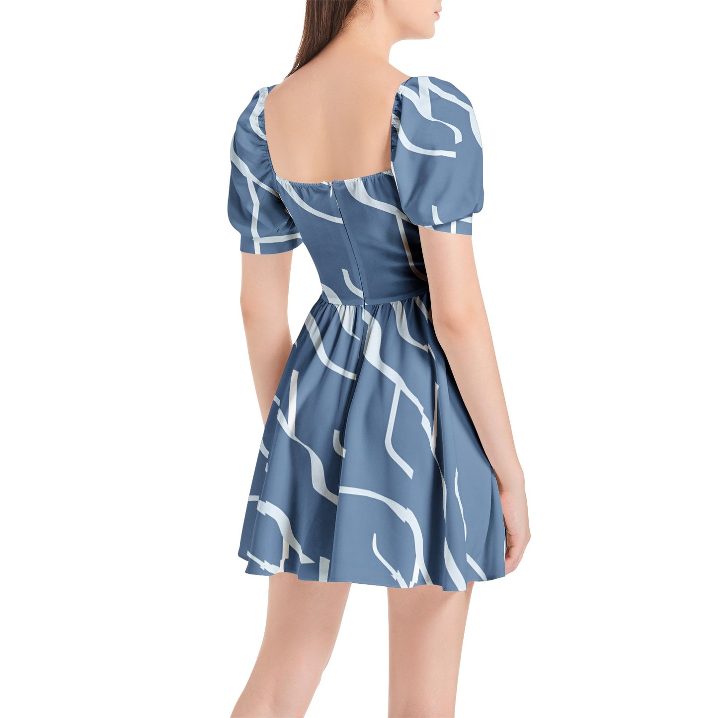 Puff Sleeve Sweetheart Neck Short Dress