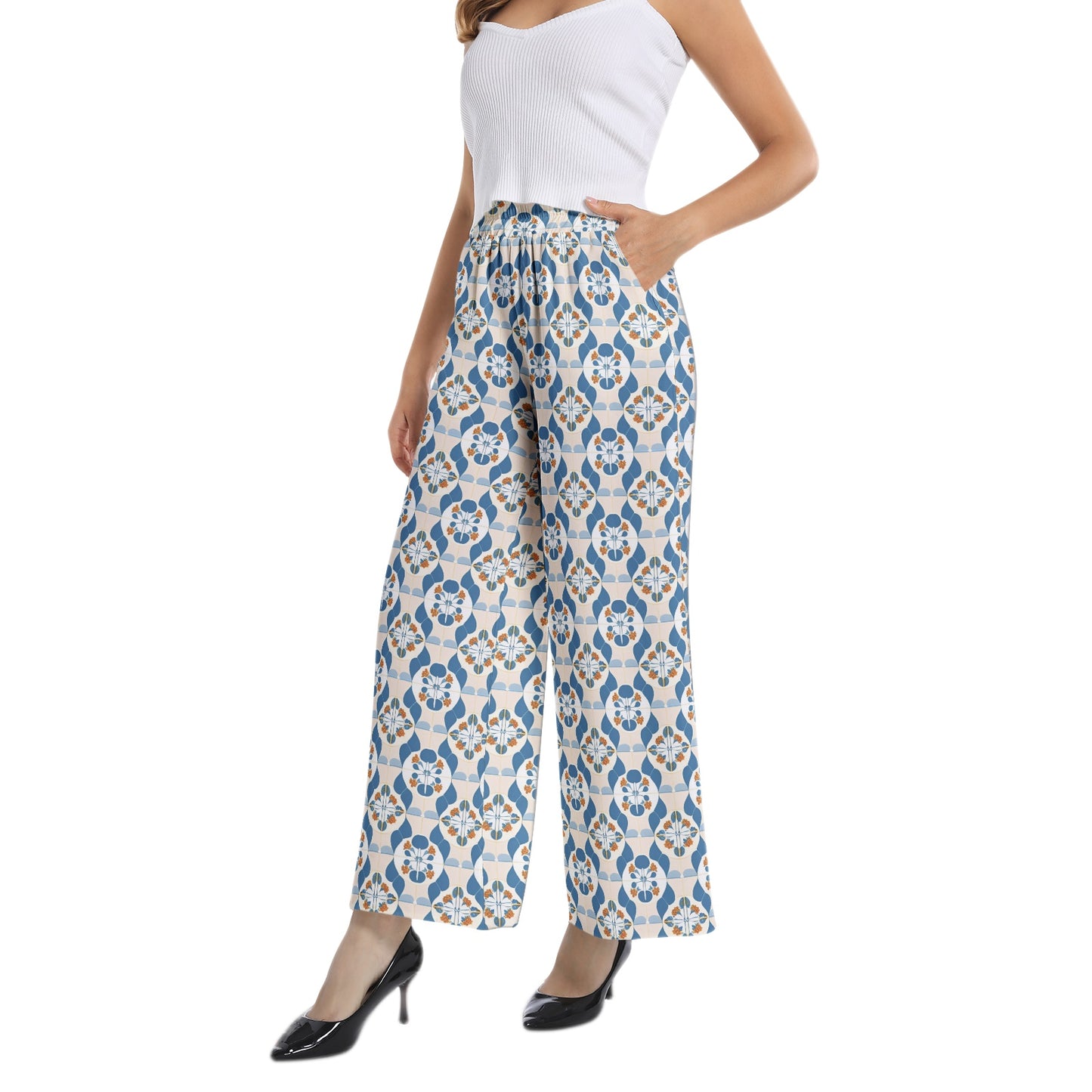 Elastic Waist Wide Leg Pant