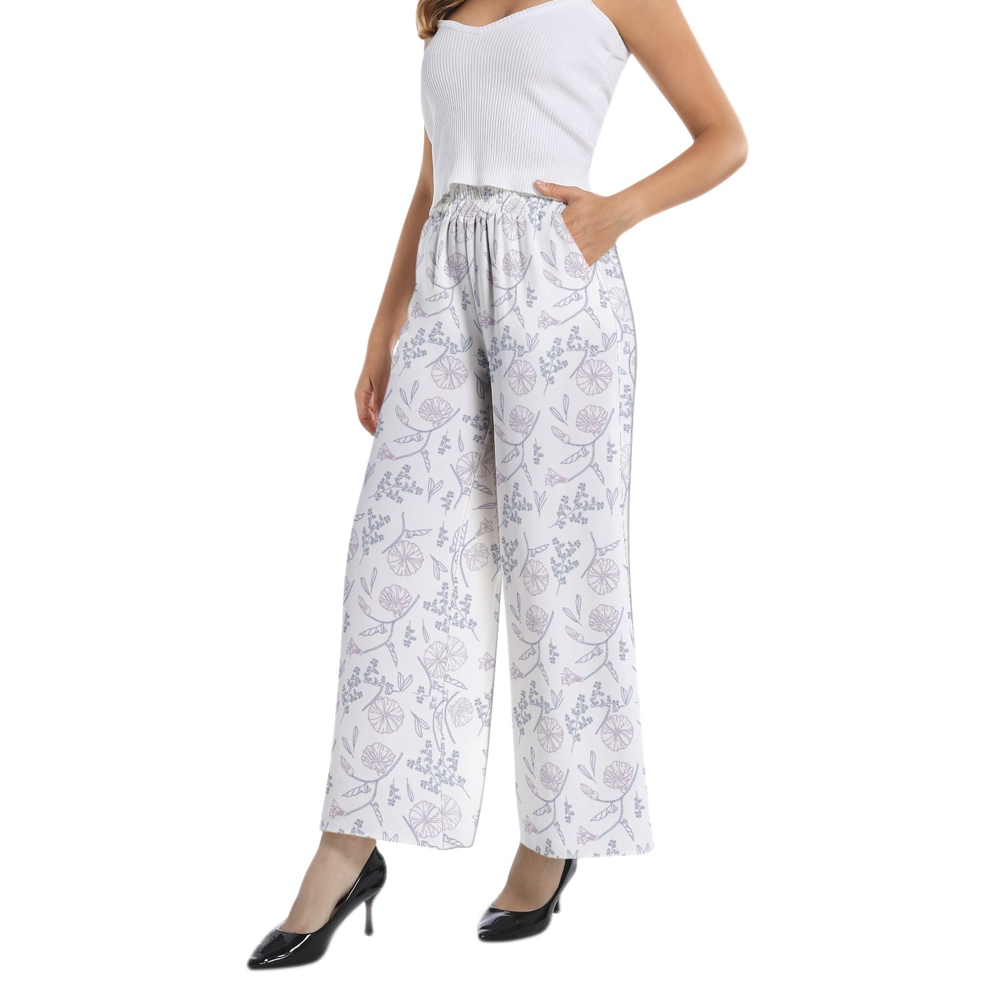 Elastic Waist Wide Leg Pant