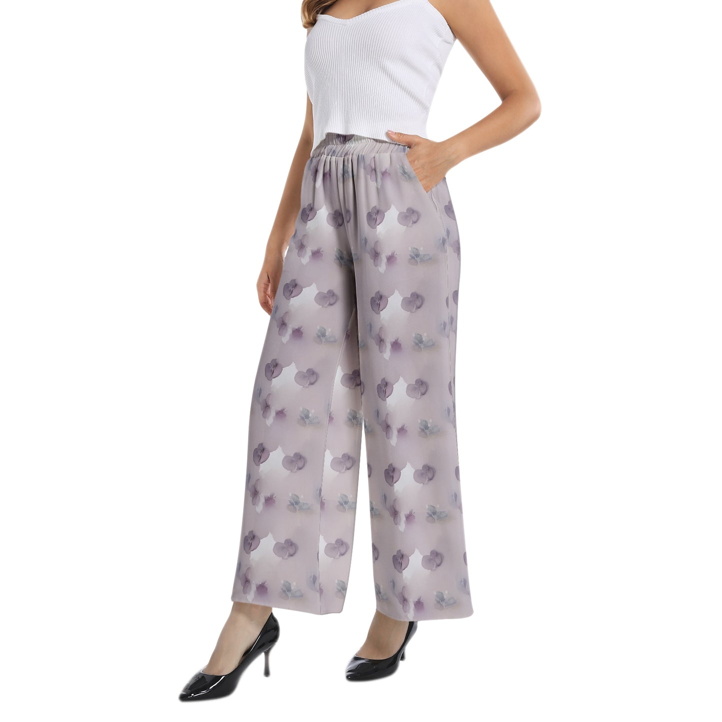 Elastic Waist Wide Leg Pant