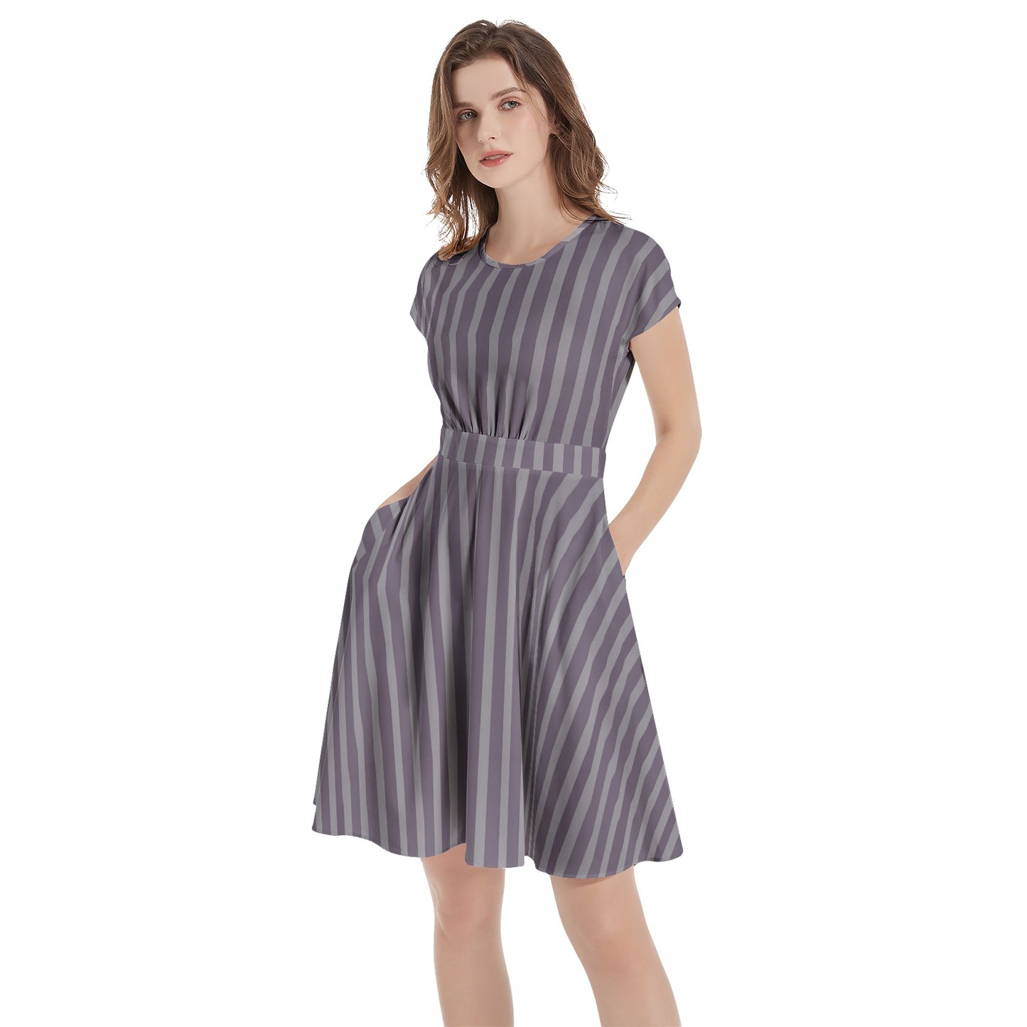 Short Sleeve  Casual A-Line Midi Dress