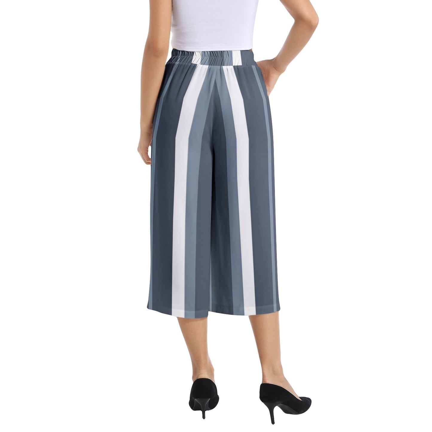 Elastic Waist Capris Wide Leg Pant