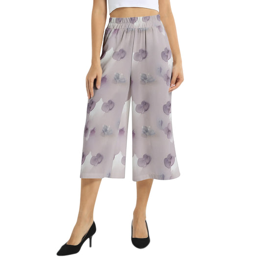 Elastic Waist Capris Wide Leg Pant