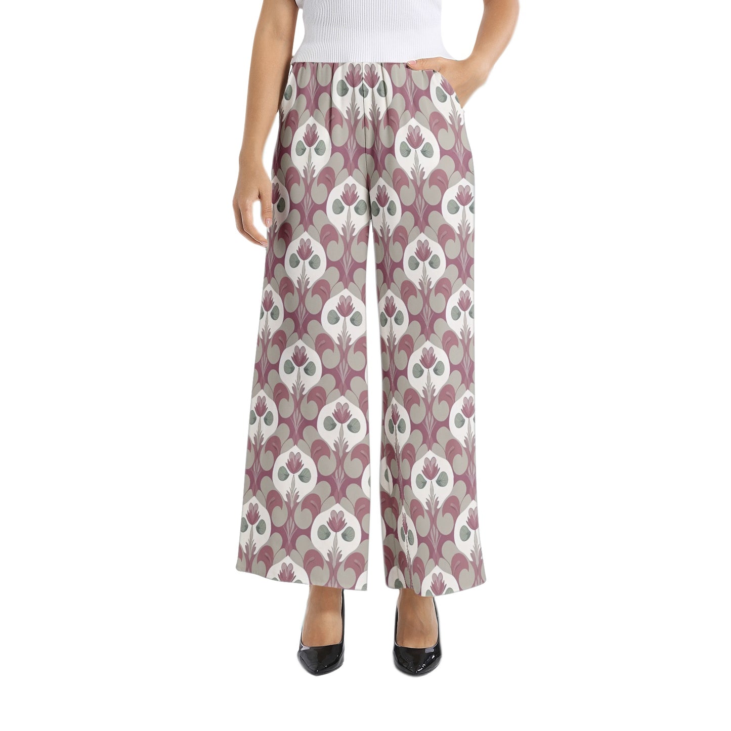 Elastic Waist Wide Leg Pant