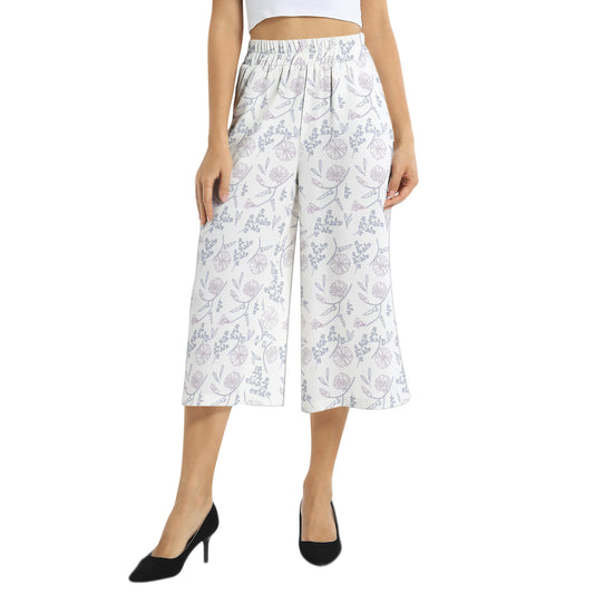 Elastic Waist Capris Wide Leg Pant