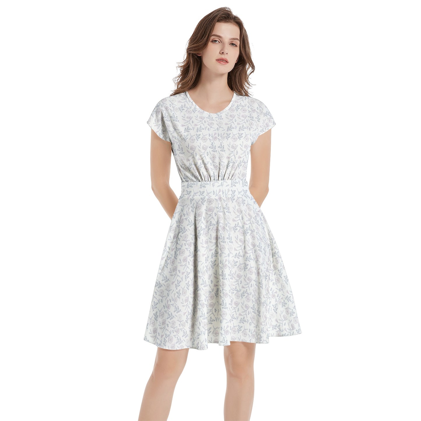 Short Sleeve  Casual A-Line Midi Dress