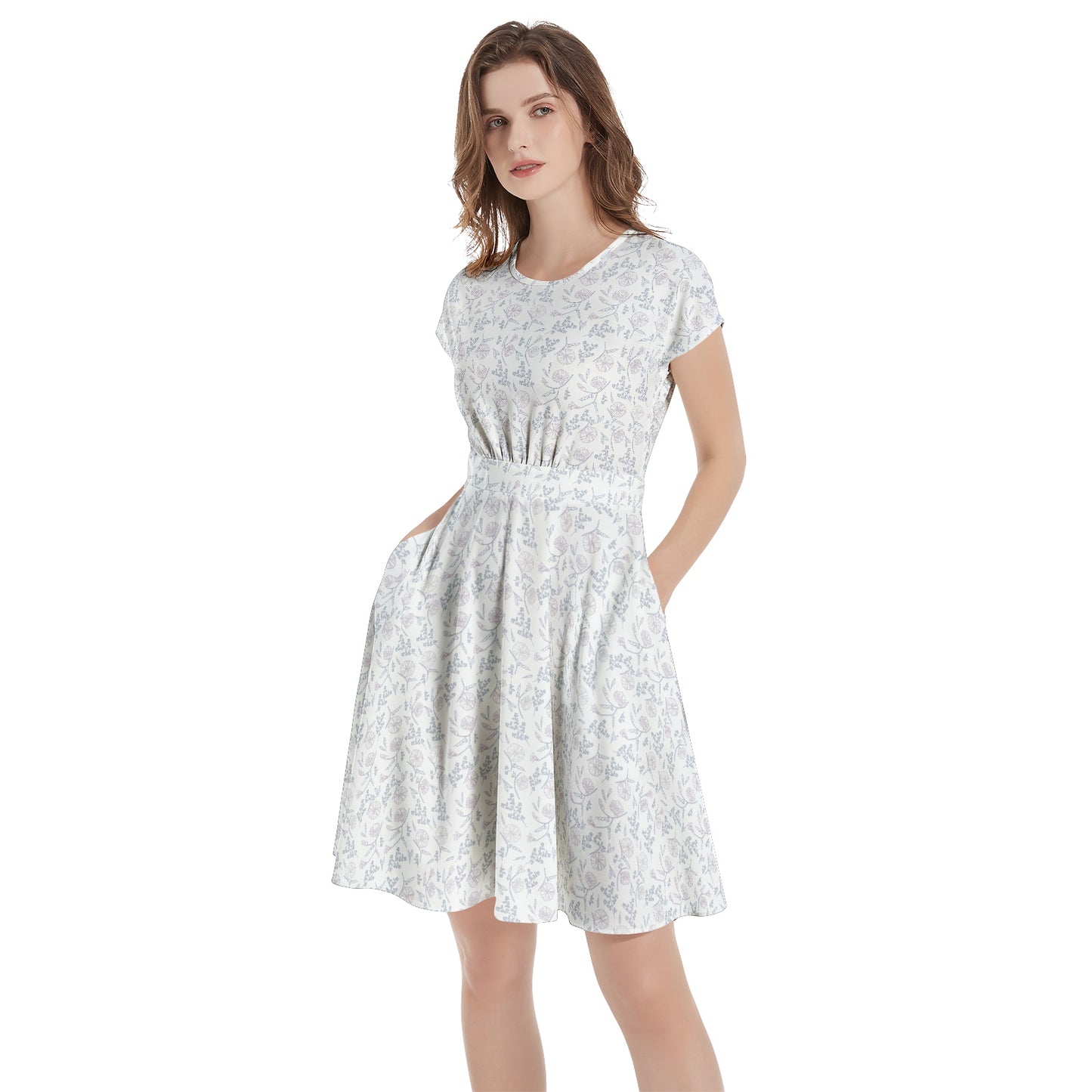 Short Sleeve  Casual A-Line Midi Dress