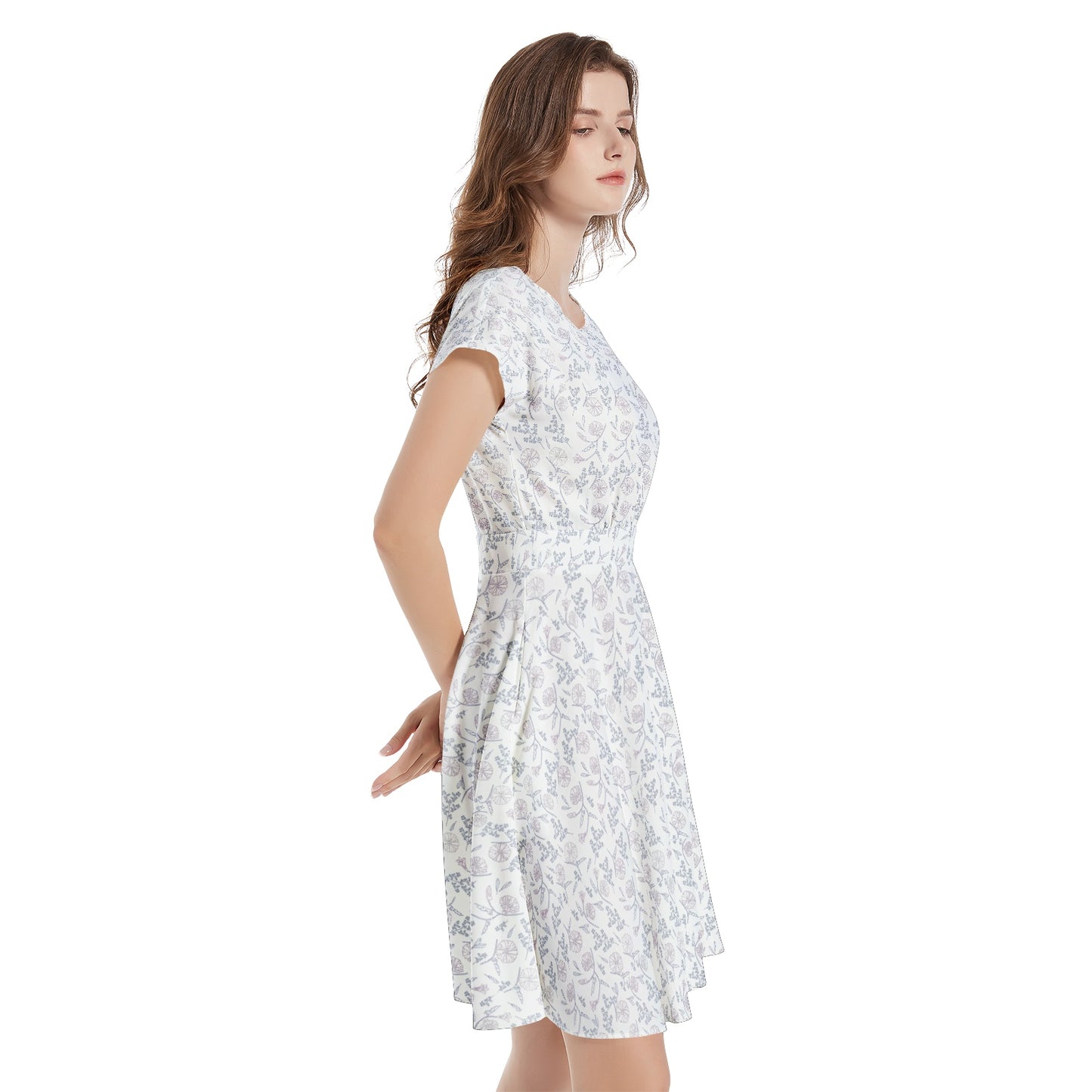 Short Sleeve  Casual A-Line Midi Dress